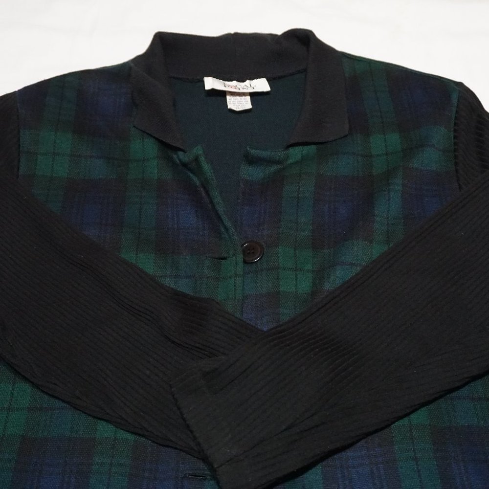 Blue & Green Plaid Cardiganish Top